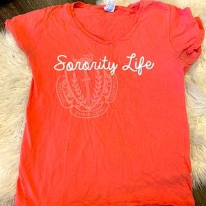 Bright coral sorority life shirt